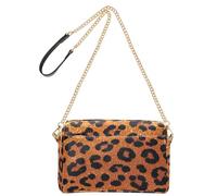 Shoulder Bags for Women Small Vegan Leather Women Casual Zip Bags Faux Glitter Leopard Print Orange