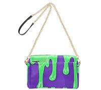 Shoulder Bags for Women Vegan Leather Bags Women Zipper Handbags Fashion Street Graffiti Painting Green Purple
