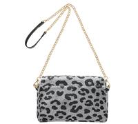 Shoulder Bags for Women Vegan Leather Casual Shoulder Bag Waterproof Women Messenger Bags Faux Glitter Leopard Print Grey