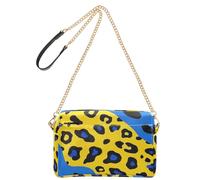Shoulder Bags for Women Vegan Leather Daily Bags Waterproof Shoulder Bag Yellow-Blue Leopard Print