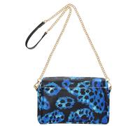 Shoulder Bags for Women Vegan Leather Women Shoulder Bags Zip Shoulder Bags Handbags Blue Black Leopard Print