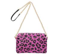 Shoulder Bags for Women Vegan Leather Zip Shoulder Bag Faux Glitter Leopard Print Pink Red