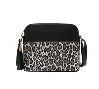 Shoulder Bags Women Cross Body Fashion Leopard Print Contrast Splicing Bag Zipper Tassel One Shoulder Messenger Bag Ladies Large Leather Tote