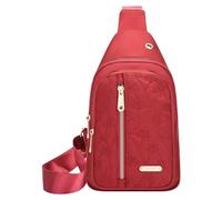 Shoulder Bags Women Red and Men Hiking Shoulder Bag Bakpack with Headphone Hole Shoulder Strap Body Bag for Travel Crackle Bags, red, A