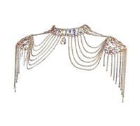 Shoulder Body Chain Fashionable Shoulder Chain for Prom Wedding Summer Beach Golden multi-colored, Neck Width 3cm