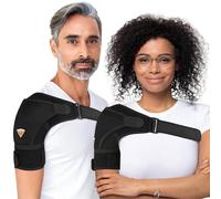 Shoulder Brace for Women & Men | Support for Torn Rotator Cuff & Other Shoulder Injury - Ac Joint, Dislocated, Separated, Frozen Shoulder | Neoprene Compression Wrap | by FIGHTECH (BLK, S-M)