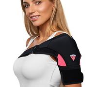 Shoulder Brace - Support & Injury Prevention Brace- Joint Pain Releaser- Shoulder Compression Wrap Strap - Adjustable Injury Accessories for Shoulders - Premium Quality Strap by FIGHTECH (Pink, S-M)
