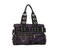 Shoulder Canvas Bags from Banned with Zipped Main Pocket, Two Side Pockets and Two Front Compartments - Black & Purple