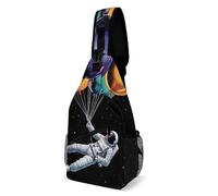 Shoulder Crossbody Bag Funny Space Astronaut with Planets Balloon Art Lightweight Shoulder Chest Bags Anti Theft Sling Backpack for Travel Hiking Working