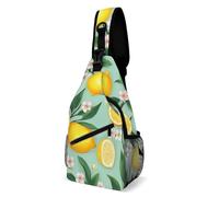 Shoulder Crossbody Bag Le-Mon Tree Leaves Tropical Flowers Lightweight Chest Pack Casual Sling Backpack for Running Camping Working