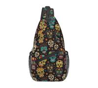 Shoulder Crossbody Bag Sugar And Skulls Print Lightweight Daypack Casual Sling Backpack For Men Sports Running 19X39Cm
