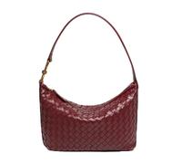 Shoulder Handbags for Women, Woven Leather Crossbody Clutch Top Handle Tote Bag Lightweight Hobo Purses with Zip Closure, Wine Red, 9.84" L x 3.54" W x 6.69" H