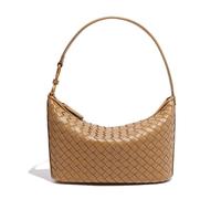 Shoulder Handbags for Women, Woven Leather Crossbody Clutch Top Handle Tote Bag Lightweight Hobo Purses with Zip Closure, Khaki