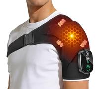 Shoulder Heating Pad with Massage, Cordless Heated Shoulder Wrap for Pain Relief, Rotator Cuff & Frozen Shoulder Support, Portable 3 Heat & 3 Vibration
