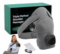 Shoulder Massager, Cordless Heated Shoulder Massager Pad, Portable Brace with 5 Heat Level & 3 Vibration Modes, Timer, 5000mAh Battery for Neck and Trap Relief, Fits Left or Right (Grey)