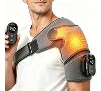 Shoulder Massager, Cordless Heated Shoulder Pad for Pain Relief, Neck and Shoulder Massager Support with 5 Heat & 5 Vibration Modes, Rotator Cuff Magnetic Remote Control Fits Left Right for Men Women