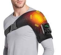 Shoulder Massager,Triple Method Shoulder Massager with Heat, Kneading and Airbag Compression Wrap, Cordless Rechargeable 5000mAh Battery,C-Shaped Shoulder Pad for Neck and Trap Relief (Black-C)