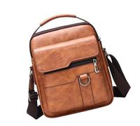 Shoulder Messenger Bag For Men | PU Leather Retro Sling | Large Capacity Lightweight Tote Pouch With Adjustable Strap For Hiking Travel