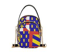 Shoulder Purse for Women Chic Phone Handbag Small Chain Purse Quilted Zipper Designer Bowler Tote Bourgogne Franche Comté Flag