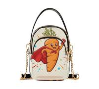 Shoulder Purse for Women Prints Chain Strap Cell Phone Purse Quilted Crossbody Clutch Zipper Tote Cartoon Carrot Superhero Beige