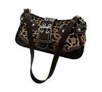Shoulder Purse Leopard Print Bag, Curved Top Shape, Buckle Strap Accent, Contrast Trim, Shopping Ready Carry Underarm Purse Curved Shoulder Handbag Buckle Accent Contrast Stitching Compact Daily Carry