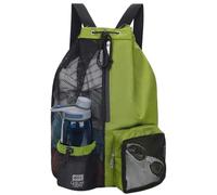 Shoulder Soccer Ball Backpacks Drawstring Beach Storage Backpacks with Wet Pockets Thickened Mesh for Outdoor Sports (Green)