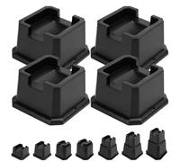 shouwuhho Bed Risers 2 inch, Furniture Risers Elevation in Heights 2 3 4 5 6 7 8 Inch Heavy Duty, Bed Lift Risers for Caster Wheels or Posts of Bed Table Couch, Support up to 6000 lbs, Black, 4 Pack