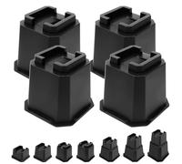 shouwuhho Bed Risers 5 inch, Furniture Risers Elevation in Heights 5 Inch Heavy Duty, Bed Lift Risers for Caster Wheels or Posts of Bed Table Couch, Support up to 6000 lbs, Black, 4 Pack