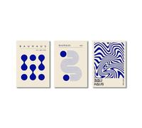 SHOUXI Art Poster Decor Unframed 3Pcs Bauhaus Poster Orange Green Blue Pink Geometric Picture Printing Modern Abstract Wall Frameless Decoration Painting(C,30x40cm)