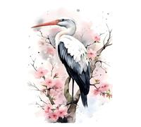 SHOUXI Art Poster Decor Unframed Bird Watercolor Poster Blue Jay In Cherry Blossom Toucan Owl Peacock Canvas Painting Wall Art Picture Living Room Home Decor(Z,30x40cm)