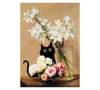 SHOUXI Art Poster Decor Unframed Classic Abstract Cute Black Cat Play Appears Famous Wall Art Print Canvas Painting Posters For Living Room Modern Home Decor(C,50x70cm)