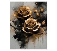 SHOUXI Art Poster Decor Unframed Golden And Black Roses Flower Canvas Painting Nordic Modern Living Room Wall Art Decorative Pictures Wall Artwork Posters Prints(A,50x70cm)