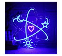 SHOUXI Sign Lamp Atom Neon Sign Atomic Heart LED Light Dimmable for Game Room Bar Laboratories Science Club Party Electrons Orbits Decoration 35.9cmx32.5cm