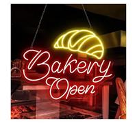 SHOUXI Sign Lamp Bakery Open Neon Sign Croissant Bakery Decor Coffee Restaurant Bar Art Commercial Window Wall Decoration 40cm(Red)