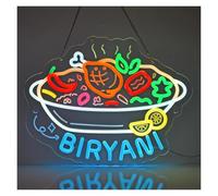 SHOUXI Sign Lamp Biryani Neon Sign for Indian Restaurant Cuisine Spice Market Eatery Kitchen Wall Decor Light Up Signs USB Powered Dimmable Lamp 41cmx32cm