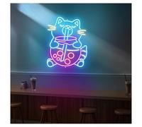 SHOUXI Sign Lamp Bubble Tea Cat Neon Sign with Adjustable Brightness Suitable for Boba Tea Shop Wall Decor 38cmx48cm(C)