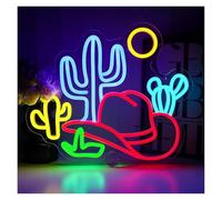 SHOUXI Sign Lamp Cactus Neon Sign Cowboy Hat USB Dimmab LED Lights for Bedroom Game Zone Home Farm Living Room Beer Bar Man Cave Pub Decoration 14.76x12.6in