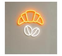 SHOUXI Sign Lamp Croissant & Coffee Bean Neon Sign, USB/Power Supplied, for Café & Bakery Decor 48cm/18.9in