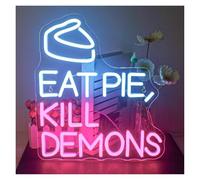 SHOUXI Sign Lamp Eat Pie Kill Demons Neon Signs USB Powered, Lettera Neon Lights Suitable for Wall Decor Dimmable Night Lights 32cmx36cm