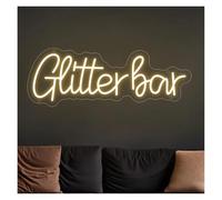 SHOUXI Sign Lamp Glitter Bar Neon Led Sign USB Powered Night Club Party Wall Decor LED Neon Lights Decoration Flash Club Neon Sign 14.1cm×40cm(Yellow)