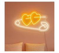 SHOUXI Sign Lamp Hearts Neon Sign, Suitable for Office Room Or Studio Wall Decor with Dimmable 38cm