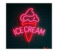 SHOUXI Sign Lamp Ice Cream Neon Sign Dimmable Wall Decor Colorful Light for Shop Dessert Cafe Bakery Snack Bar 50cm(Style 3)