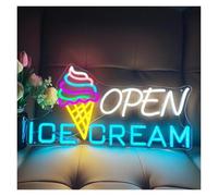 SHOUXI Sign Lamp Ice Cream Open Neon Signs USB Powered Suitable for Bistro Man Cave Pub Decor 28.93cmx56.88cm