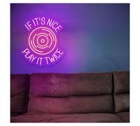SHOUXI Sign Lamp If It's Nice, Play It Twice Neon Sign with Adjustable Brightness Suitable for Music Party Studio Wall Decor 43cmx48cm(E)