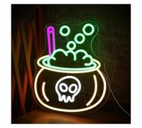 SHOUXI Sign Lamp Magic Bottle Neon Sign Witch Witchcraft USB Dimmable Light Skull Potion for All Saints' Day Party Decor 30х34.5cm