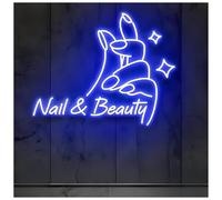 SHOUXI Sign Lamp Nail & Beauty Neon Sign Beauty Salon Wall Decor Personalized Light Up Sign Nail Artist Home Wall Decor Neon Light(B,75X59CM)