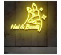 SHOUXI Sign Lamp Nail & Beauty Neon Sign Beauty Salon Wall Decor Personalized Light Up Sign Nail Artist Home Wall Decor Neon Light(E,75X59CM)