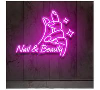 SHOUXI Sign Lamp Nail & Beauty Neon Sign Beauty Salon Wall Decor Personalized Light Up Sign Nail Artist Home Wall Decor Neon Light(A,75X59CM)