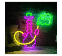 SHOUXI Sign Lamp Neon Sign Hookah Shape Light USB Powered Dimmable, for Club Party Wall Decoration 12.6inx13.8in