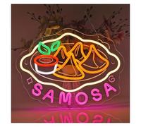 SHOUXI Sign Lamp Neon Wall Decor Sign Samosa for Indian Restaurants/Spice Markets/Snack Shops/Kitchens Dimmable 16.14x12.21 Inch